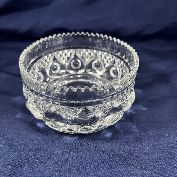 Vintage Clear Pressed Glass Trinket Dishes Set Of 2 Round Cut Crystal Style Eleg - Picture 2 of 4